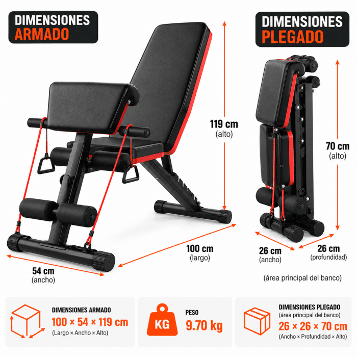 Banco Multifuncional Gimnasio Fitness 4 en 1 Plegable - Imagen 2