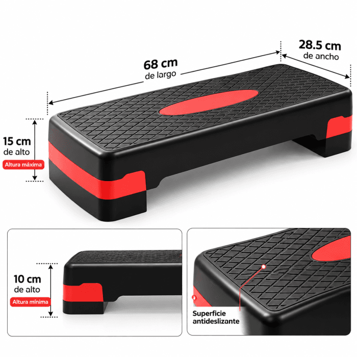 Step Aeróbico 2 Niveles Fitness Plataforma Antideslizante