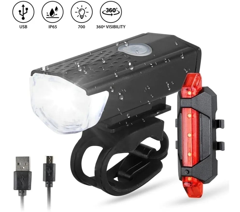 Pack Luces para Bicicleta Delantera y Trasera | Recargables USB con Múltiples Modos - Safe Sport Chile