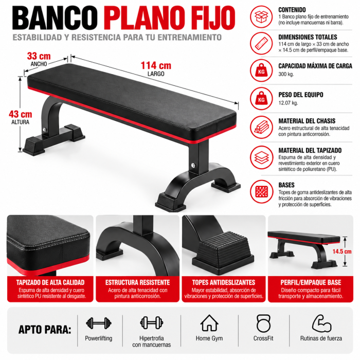 Banco Plano No Ajustable - Imagen 2
