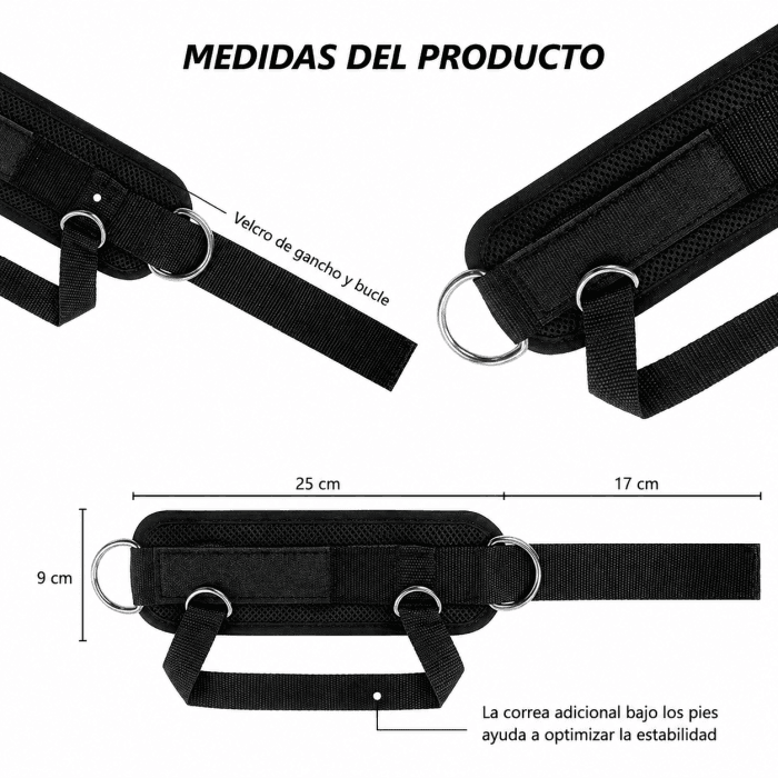 Par Tobilleras para Polea Negras con Pedal | Entrenamiento de Glúteos y Piernas - Vista 2 - Safe Sport Chile