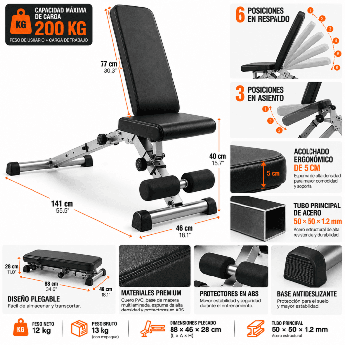 Banco de Pesas Plegable Ajustable - Imagen 2