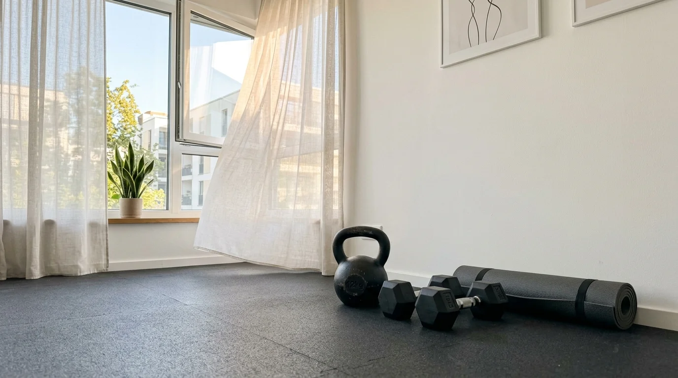 ventilacion y espejos de entrenamiento para home gym en departamento chile