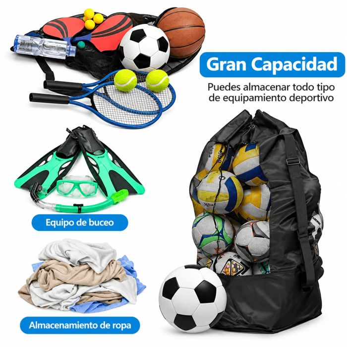 Saco Bolso Balonera para Balones | Fútbol, Vóleibol y Básquetbol - Vista 3 - Safe Sport Chile