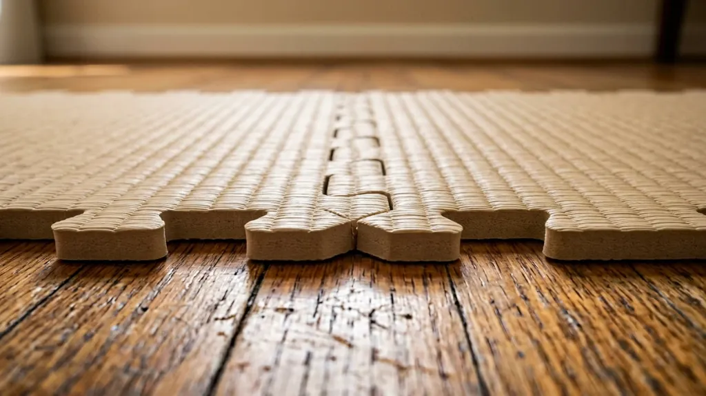 Detalle de encastre tipo puzzle en tatami puzzle de goma EVA con textura antideslizante - Safe Sport