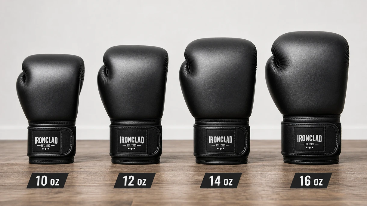 Set de guantes de boxeo ordenados por peso en onzas de 10 a 16 oz para entrenamiento
