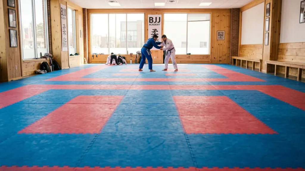 Dojo con tatami puzzle de goma EVA de alta densidad para artes marciales y BJJ - Safe Sport